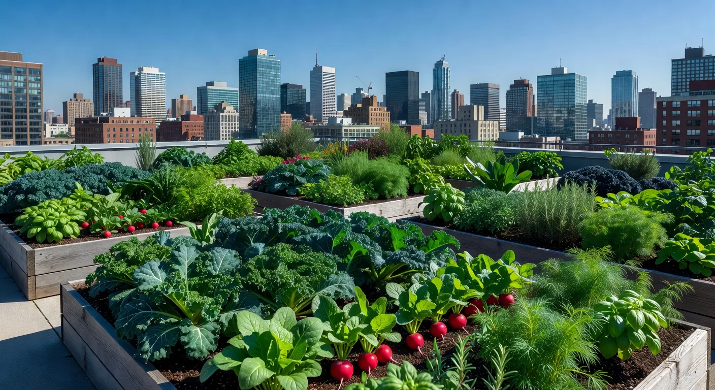 A productive rooftop vegetable garden in containers